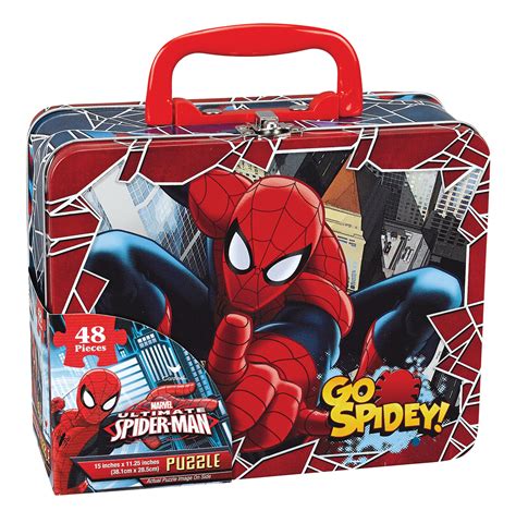 spider-man metal tin lunch box amazon|Marvel Spiderman Large Lunch Tin Box with 24pc Puzzle Inside.